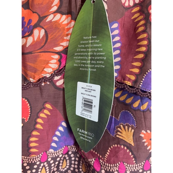 FARM Rio Brown Bright Flora Mini Skirt NWT SZ XL - Picture 11 of 16